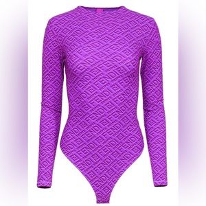 FENDI NWT LONG SLEEVE MOCK NECK MONOGRAM BODYSUIT SIZE 2X